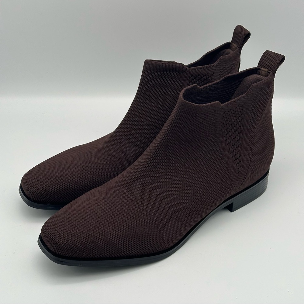 Vivaia Knit Ankle Boot Dark Brown US9.5 EU41 Square Toe Water-Repellent